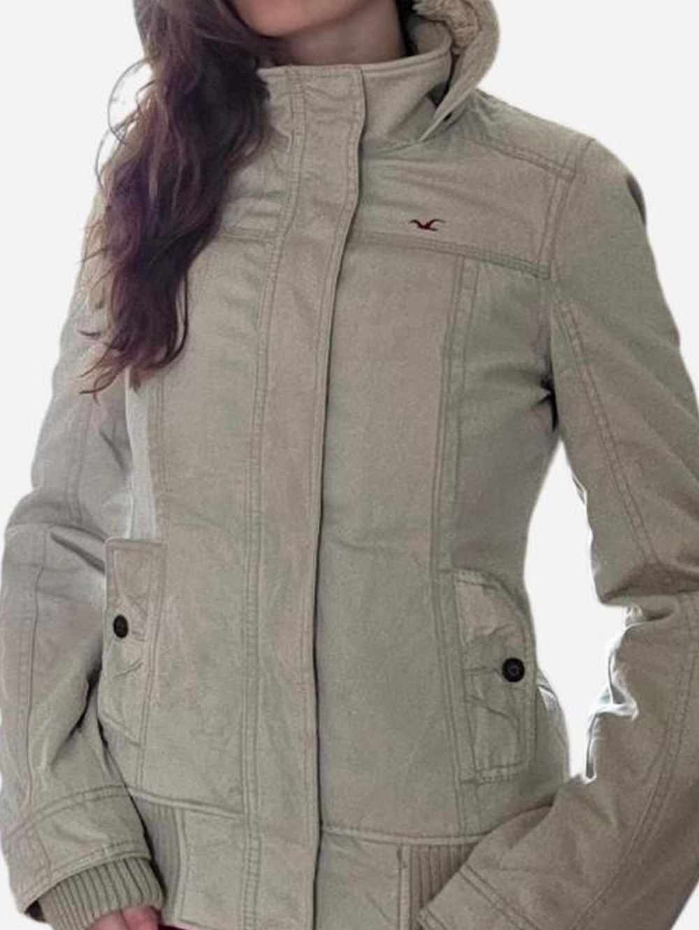 Hollister 2000s cream jacket w faux fur inner lining